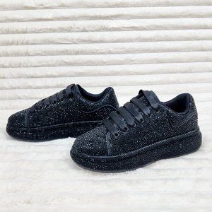 Dazzle Cush Black Rhinestone Platform Sneakers RESTOCKED